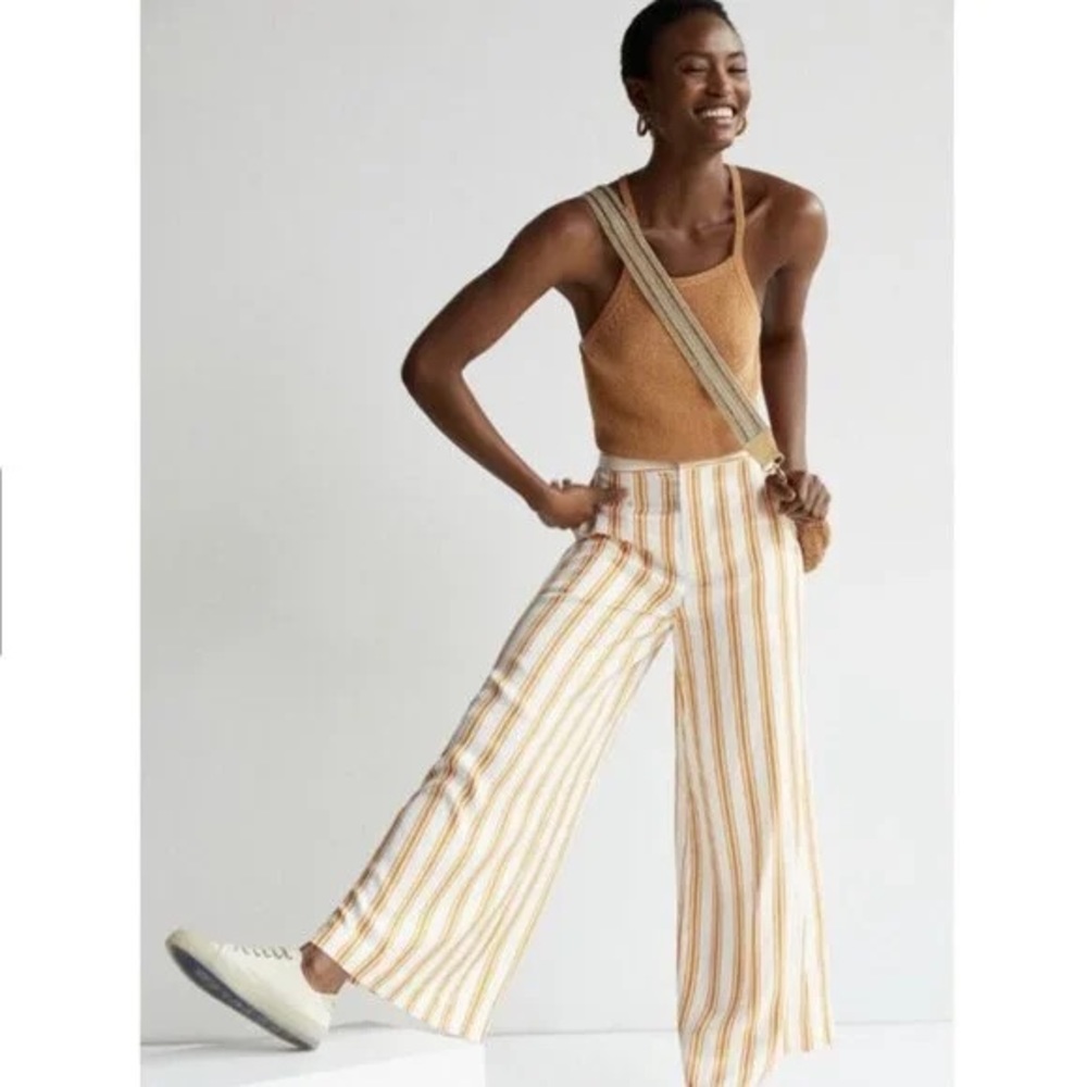 Maeve wide leg sunshine stripe pants with functional pockets
